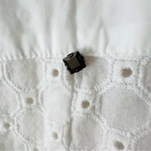 Marina Sport Oversized White Eyelet Boxy Button Up Dolman Sleeve Shirt Size 14