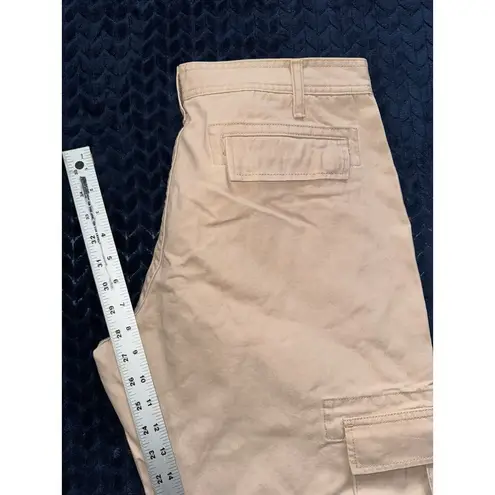 Sundance Woman's Cargo Pants Straight Crop Tan Casual Chino Pockets Sz 14 Petite
