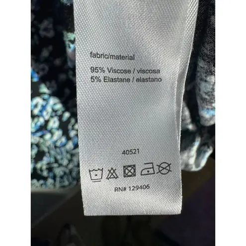 LASCANA for VENUS Black Floral Surplice Midi Dress XL Blue