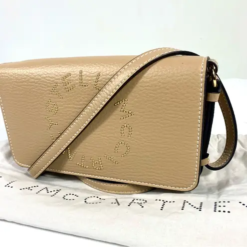 Stella McCartney Mini Logo Faux Leather Crossbody Bag Caramel NEW 7B0098WP0234