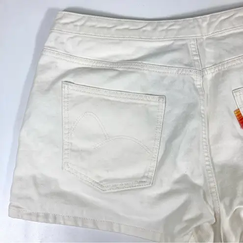 Farm Rio Crochet Detail Cotton Denim Shorts White Size 33 NWT