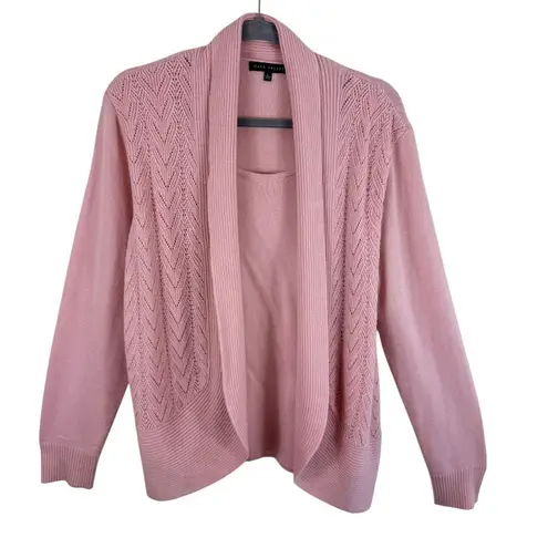 Napa Valley Pink Long Sleeve Cozy Stretchy Cardigan With Built In Tank Size L Size L