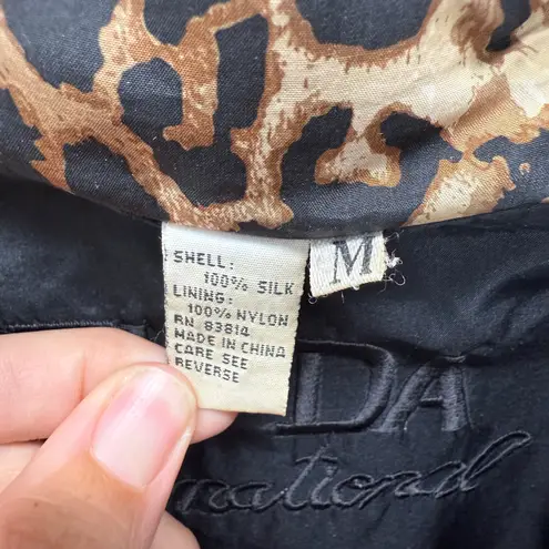 Vintage Fuda International Bomber Jacket Silk Leopard Cheetah Size M Full Zip Brown Size M