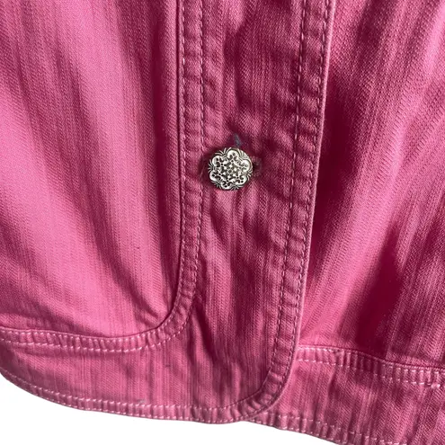 Denim & Co Women Jean Jacket L Pink Long Sleeve Feminine Denim Western Cowgirl