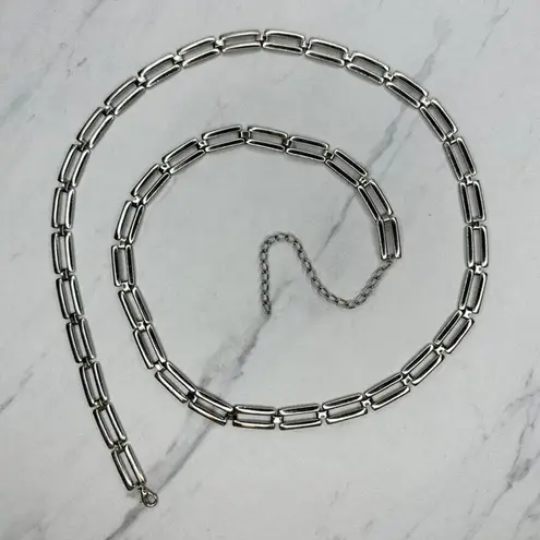 The Bar Skinny Silver Tone Metal Chain Link Belt Size Large L XL