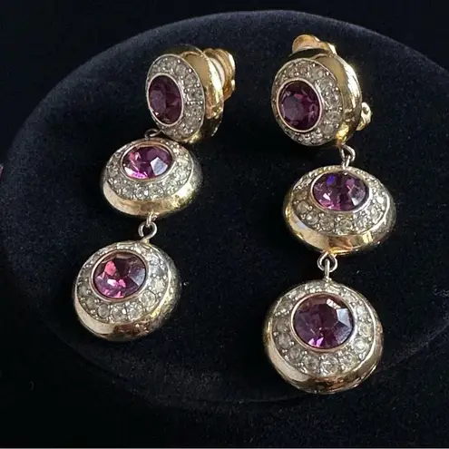 Vintage 80’s Rhinestone & Purple Sapphire Bridal Set Gold