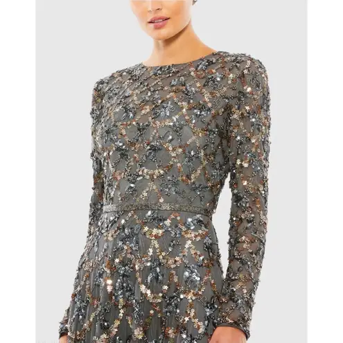 Mac Duggal NWT 5496 Embellished Illusion High Neck Long Sleeve A Line Gown Sz 16