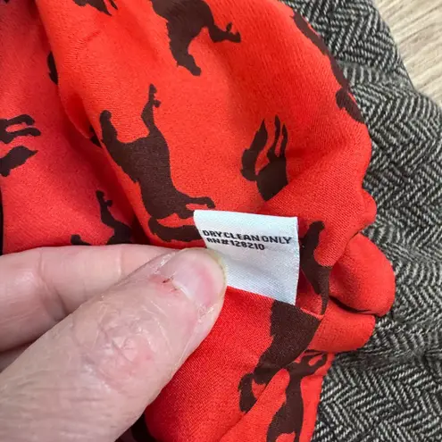 Elizabeth McKay Wool Blend Quilted Herringbone Vest Horse Lining Gray Women’s S