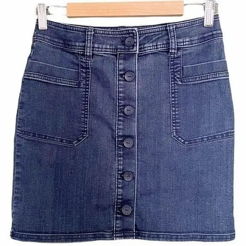 prAna  Button Front Denim Jean Skirt Organic Cotton Medium Wash Women’s Size 2