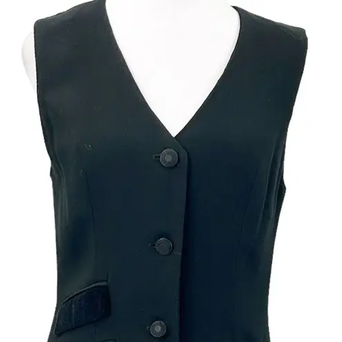 British Khaki Sleeveless Black Jumper Or Dress Front Buttons V-Neck Size 8