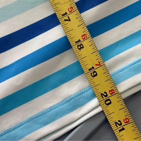 J. McLaughlin Skirt Women’s L Blue White Striped Tiered Overlay Nylon Spandex