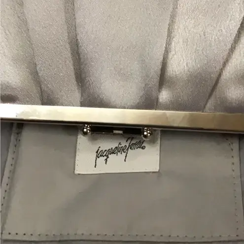 Jacqueline Ferrar RARE VINTAGE PLEATED SATIN CLUTCH IN SILVER EVENING FORMAL BAG