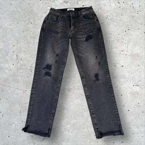 One Teaspoon One X  High Waist Awesome Baggies Black Distressed Jeans Sz 28‎