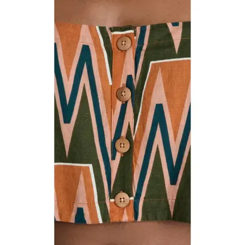 Veronica Beard 💕💕 Tiffany Top Linen Button Down Crop Top Abstract Print XS NWT