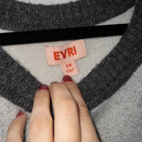 Evri New Gray Checked Boxy Acrylic Blend Sweater Size 2X
