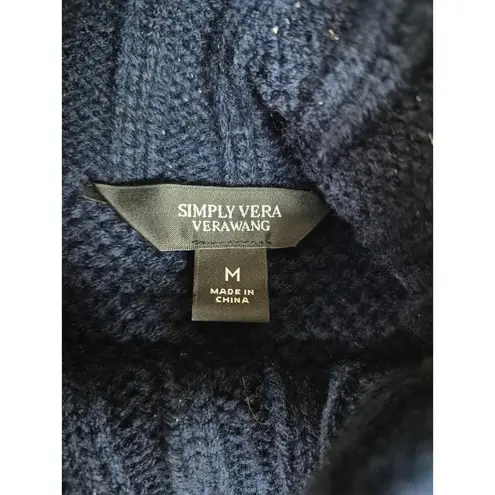 NWT Simply Vera Vera Wang Gilded Opulence Navy/Black Knit Tunic Sweater Lace M Blue Size M