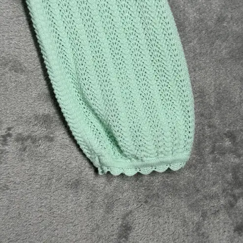 J. Crew Sweater Womens Medium Green Open Knit Fairy Bohemian Preppy Feminine