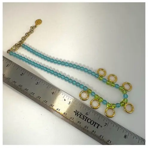 Givenchy blue and gold tone gripoix glass beaded necklace