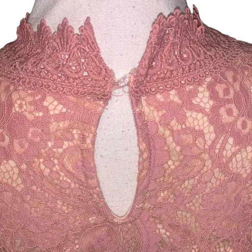Downeast lace sheath dress mauve pink Medium High Neck