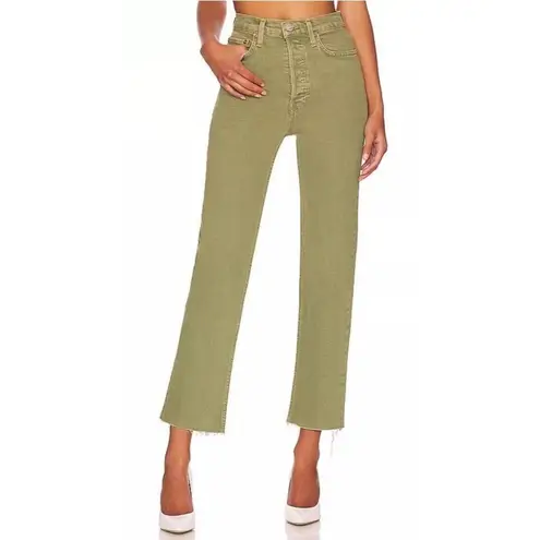 RE/DONE Size 28 70s Ultra High Rise Stove Pipe Jeans Washed Sage Green #V11-1