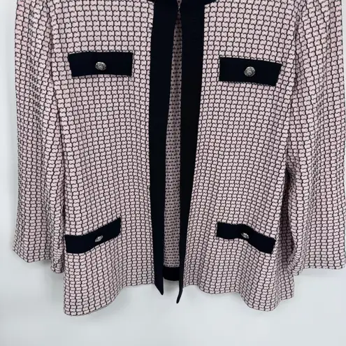 Ming Wang Coquette Blazer Cardigan Womens XL Pink Black Acrylic Tweed Buttons