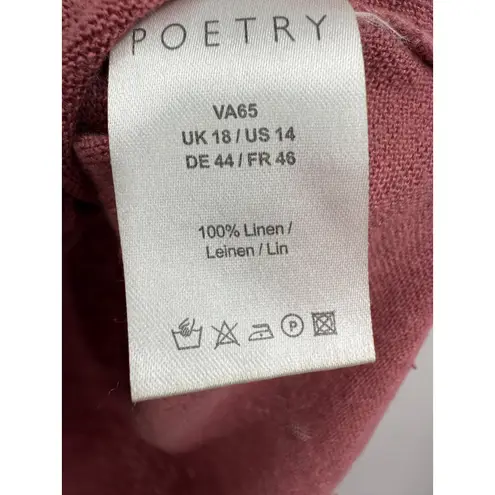 Poetry Linen Blend Asymmetrical Hem Knit Top Rose Mauve Size 14