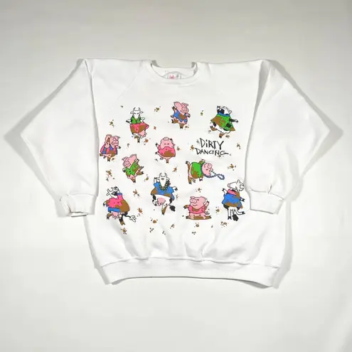 Vintage 90s Dirty Dancing Farm Animals Puffy Graphic Sweatshirt One Size White Size XL