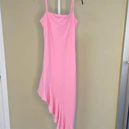 Susana Monaco NWT Asymmetrical Ruffle Hi-Low Dress in Pink Size L
