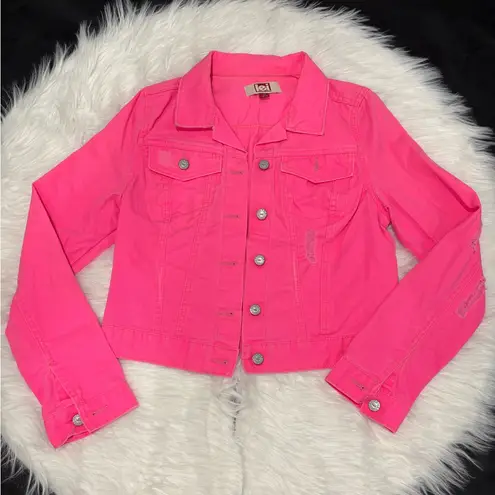 LEI Vibrant Pink Jean Jacket Size M Junior Size M