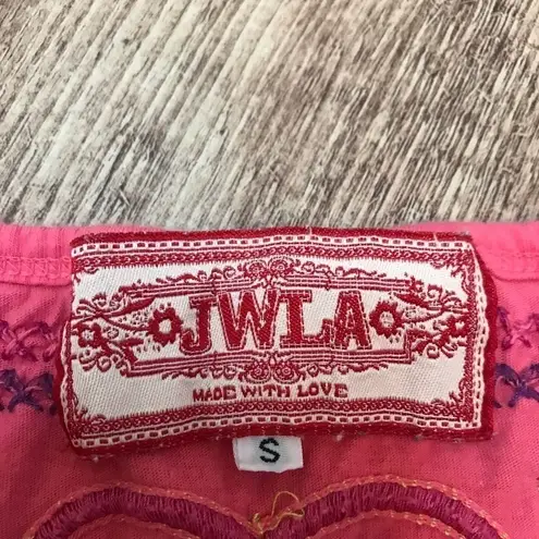Johnny Was JWLA Floral & Heart Embroidered Casual Shirt Dress Pink Size Small