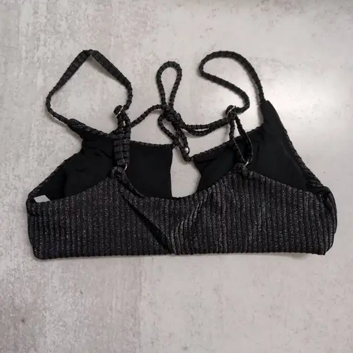 ANDIE NWT  Waikiki Top Black Ribbed Tie-Front Detail Bralette Bikini Top Size XS