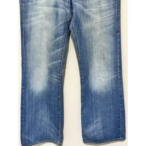 Women's Vintage Indian Rose Wide Leg Loose Fit Denim Blue Jeans 32 X 33 Low Rise