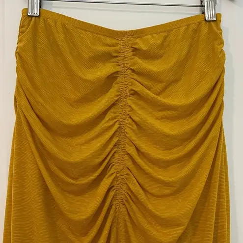 House of Harlow 1960 Sexy Summer Ruched Jersey Maxi Skirt Bronze Yellow Size XS
