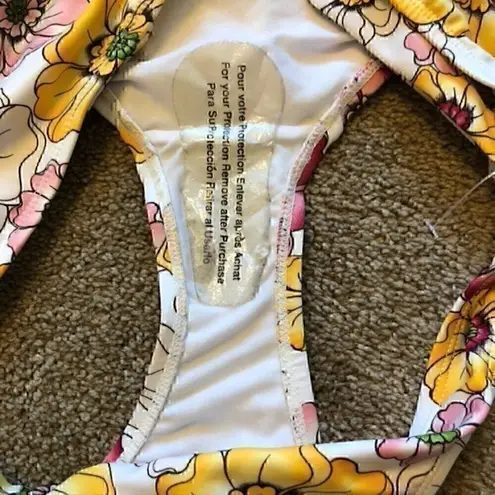 Jag jeans NEW NWOT  Yellow Pink White Tropical Floral Y2K 00s Bikini BOTTOM XL