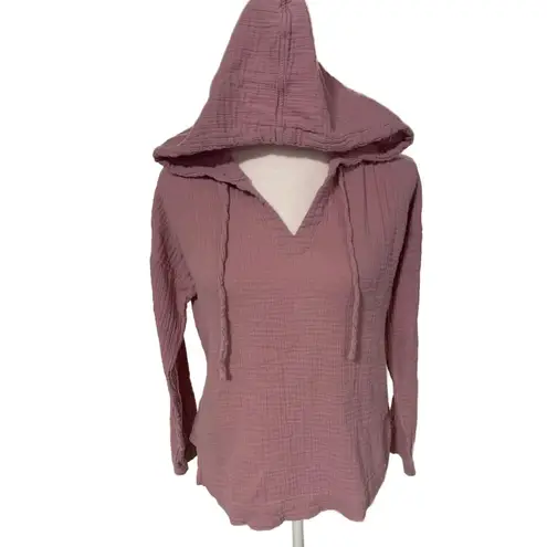 Loft  | Mauve Light Purple Hooded Pullover 100% Cotton Lightweight Beachy Size XS