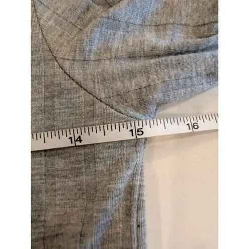 Stradivarius Gray Ribbed Lightweight Long Sleeve Knit Top Small Stretch EUR S