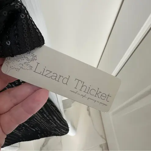 Anna Grace Lizard Thicket Black Sequin Ruffled Strapless Mini Dress Size Medium