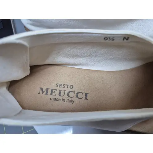Sesto Meucci Everly Italian Leather Sandals White Sz 9.5