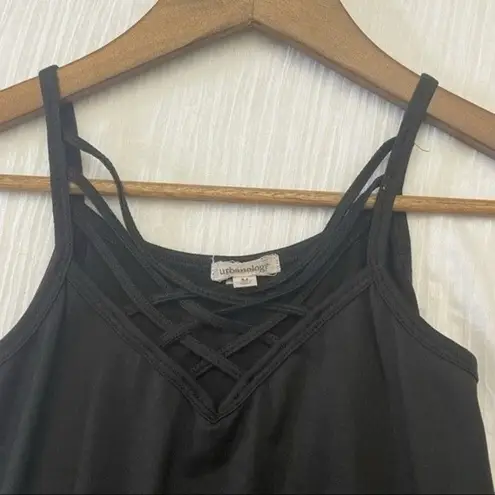 Urbanology Criss-Cross Neckline Tank Soft Black Size Medium