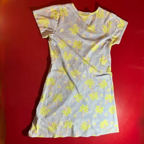 Lulu B Dress Women’s Medium Blue Cotton Palm Tree Print Beach Resort Tropical