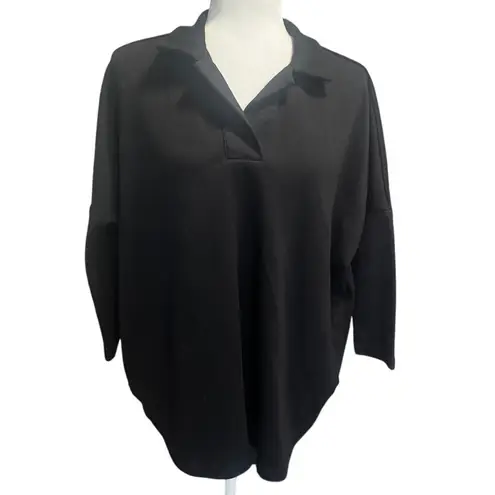 Pomander Place Oversized Collared Pullover Top – Black – XS/S