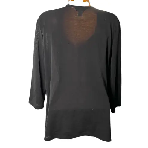 Christopher & Banks Faux Twinset Top Mixed Print Open Front Black XL