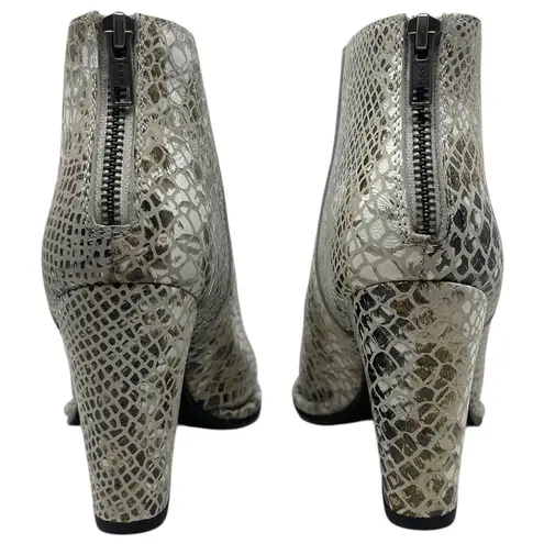 Diba True “Pay Phone” Women’s 8.5 Snake Print Leather Ankle Zip Block Heel Boots