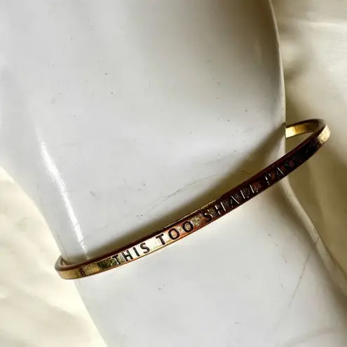 This too shall pass gold tone inspirational bangle bracelet