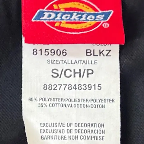 Dickies womens faux wrap v neck black scrub top pockets stretch short sleeve s