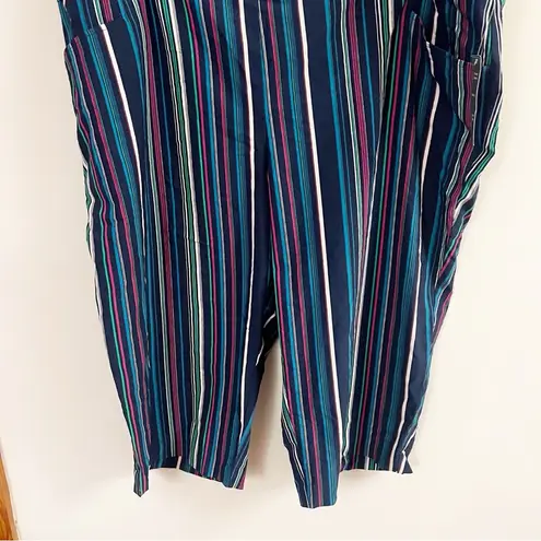 Terra & Sky Navy Blue Multicolor Striped Capri NEW Size 3X