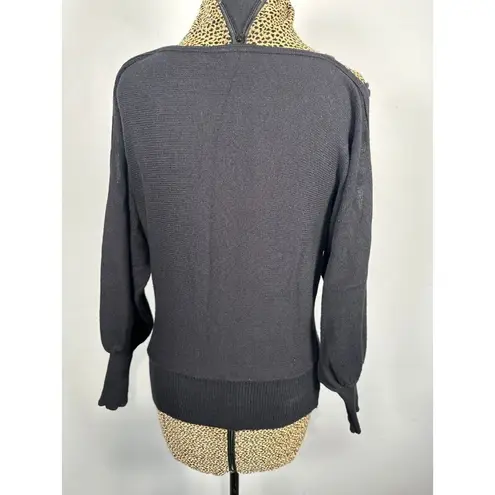 Vintage Mondi West Germany Size 36 Women Top Sweater Cutout Shoulder Black Retro