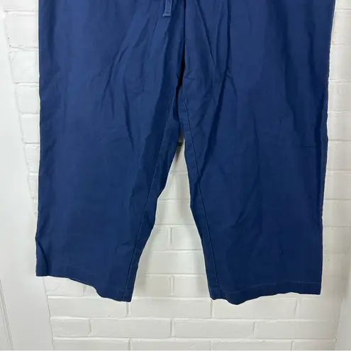 L.L.Bean Navy Classic Fit Cropped Cotton Pants Size XL Blue