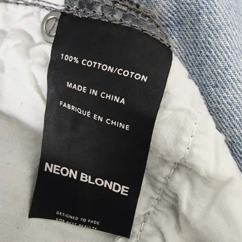 Neon Blonde NWT Size 26 Blue Siren Jeans High Rise Distressed Raw Hem Embroidery