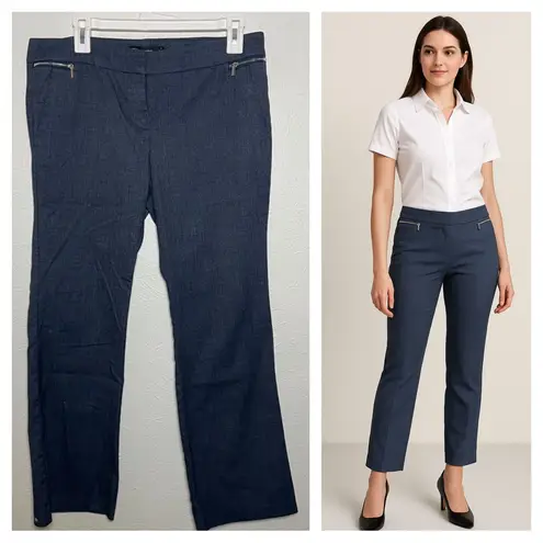 NY & Co 7th Avenue Petite Suit Pants Size 10P Navy Blue Zip Pocket Workwear